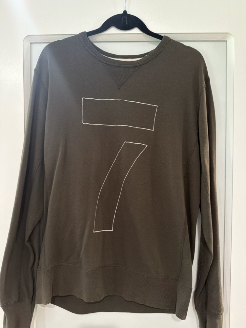 rag & bone Olive Crewneck Sweatshirt with Contrast Neck Trim - Men’s Medium.